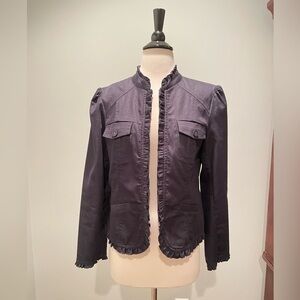 Lightweight Jacket, Navy Jean looking Jacket with Puff shoulder detail -